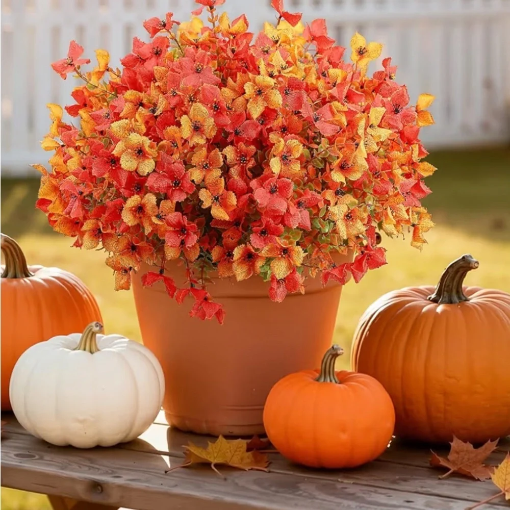 Vibrant Autumn Faux Floral Arrangement 2 Bunches silk Thanksgiving table perfect